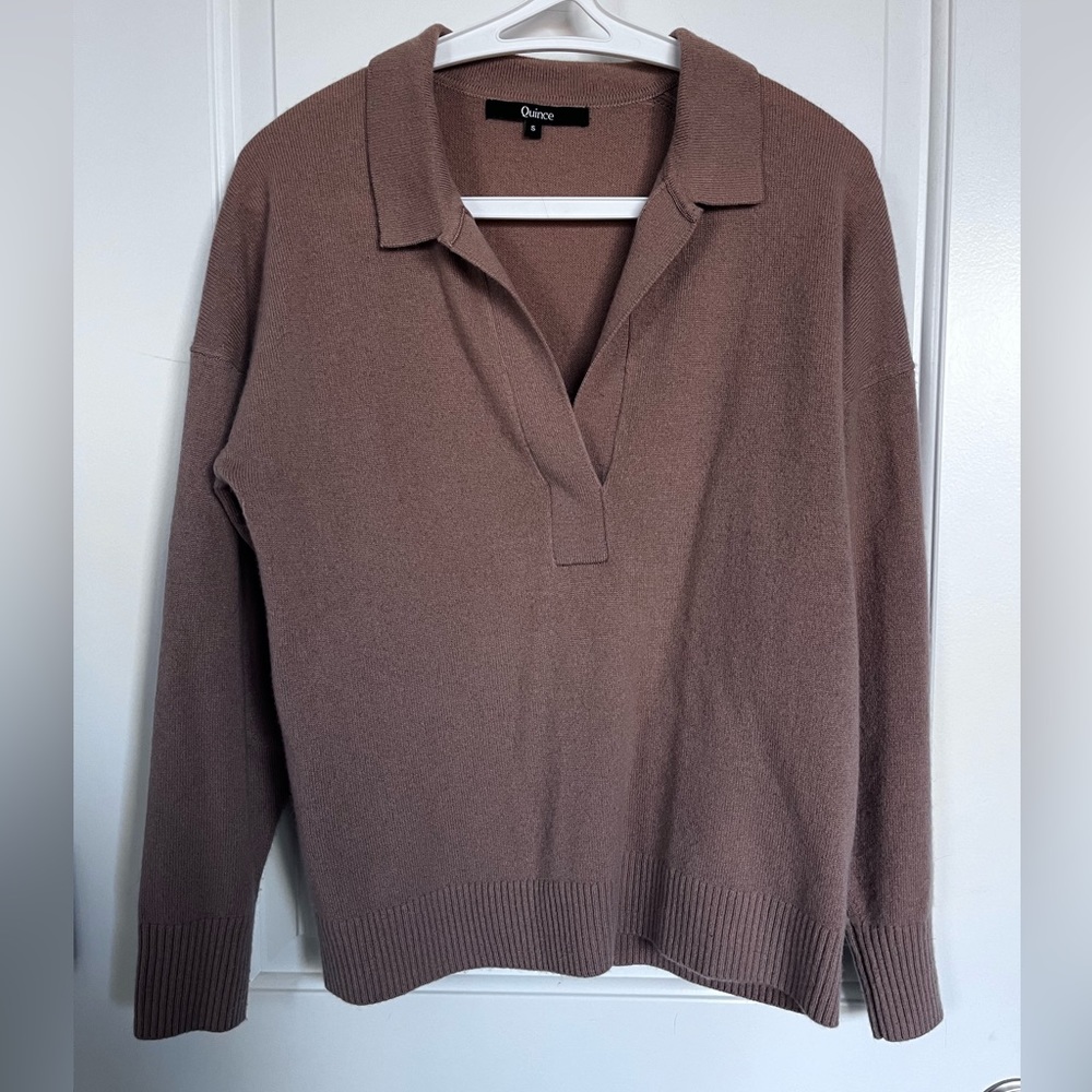 Quince Cashmere Polo Sweater